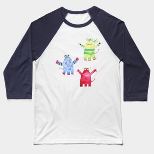 Watercolor Monsters Baseball T-Shirt